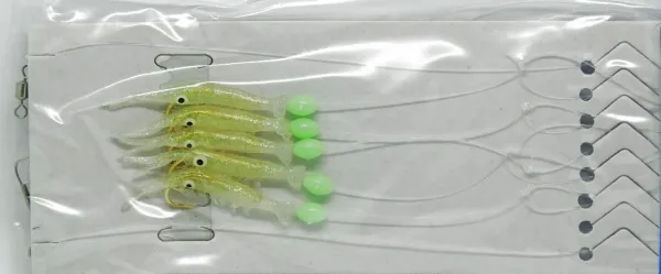Mini Shrimp Pilk Beifang System mit 5 Haken und Fluo Perlen
