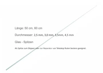 Voll-Glas-Spitze - Vollglasspitze – Vollglasrutenspitze – Rutenspitzen aus Vollglas